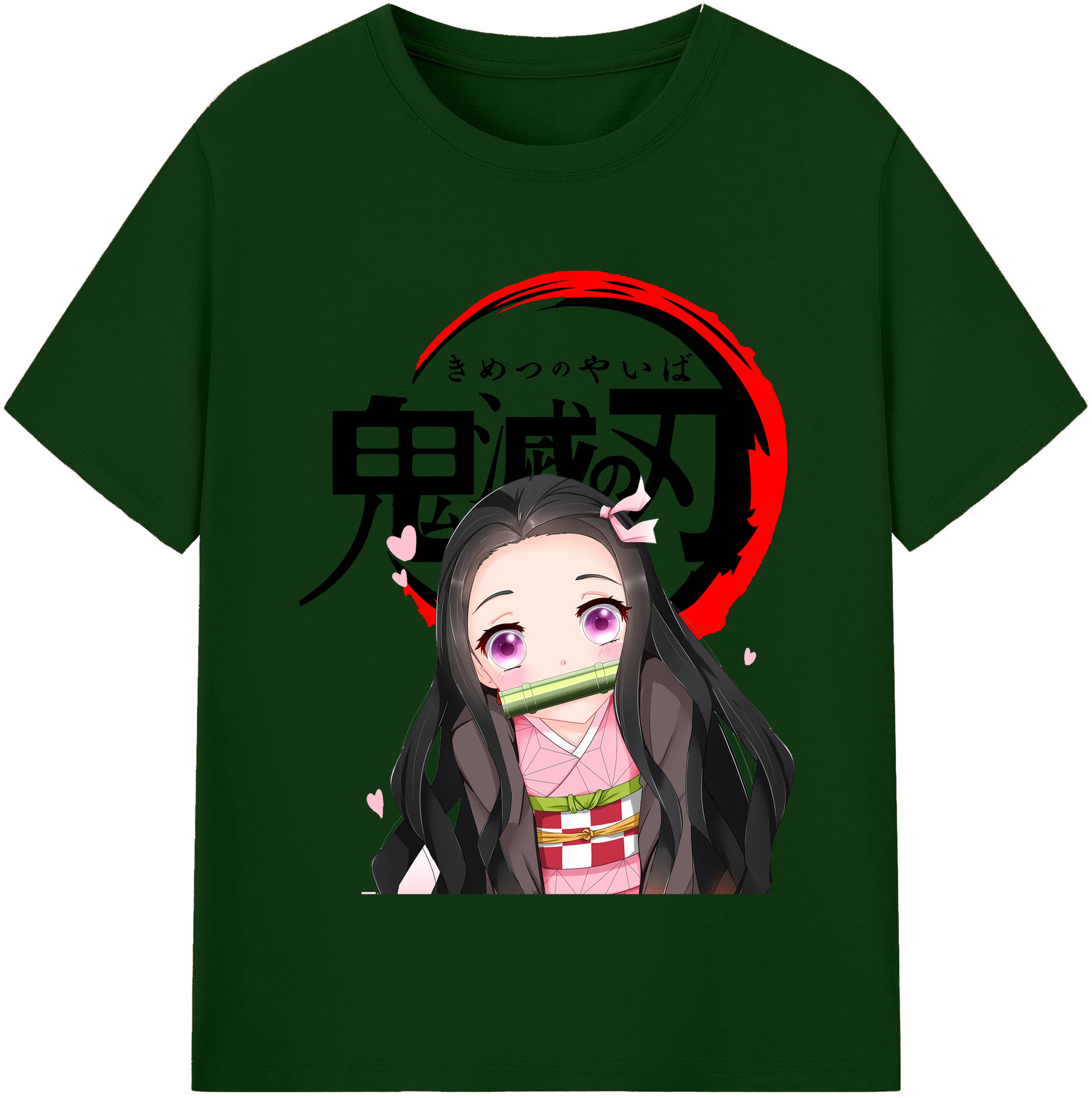 （画像用） 鬼滅の刃（きめつのやいば）竈門 禰󠄀豆子／かまど ねずこ Kamado Nezuko 綿100％半袖Tシャツ（フロントプリント）